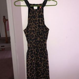 Super cute Leopard print dress with leather trim